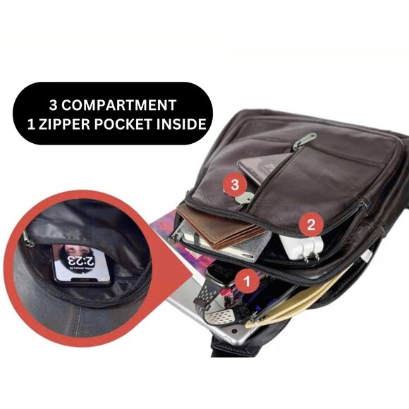 Genuine Leather Crossbody Bag, Backpack, Sling Shoulder Bag - Picture 7 of 9